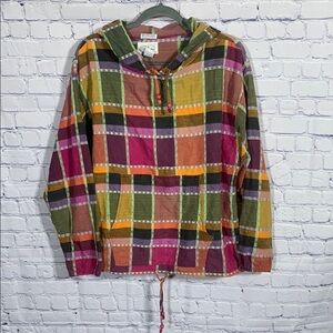Angelique Womens VTG Patchwork Pullover Hooded Top Multicolor Size Free Size 90s